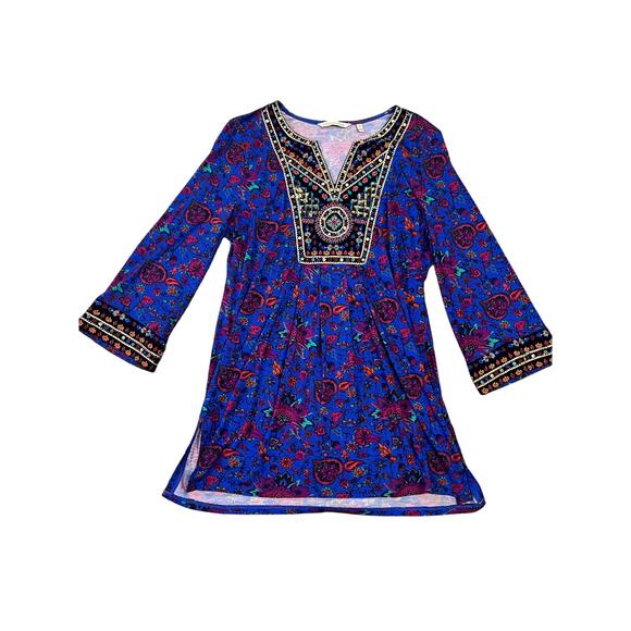 Soft Surroundings Tamuri‎ Tunic, Women's XS Beaded Vibrant Hippie Boho Fun - Picture 2 of 13